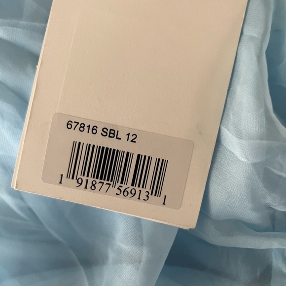 Mac Duggal High Neck Tiered Chiffon Halter Gown Sky Blue 12 NWT 67816 - Picture 9 of 9